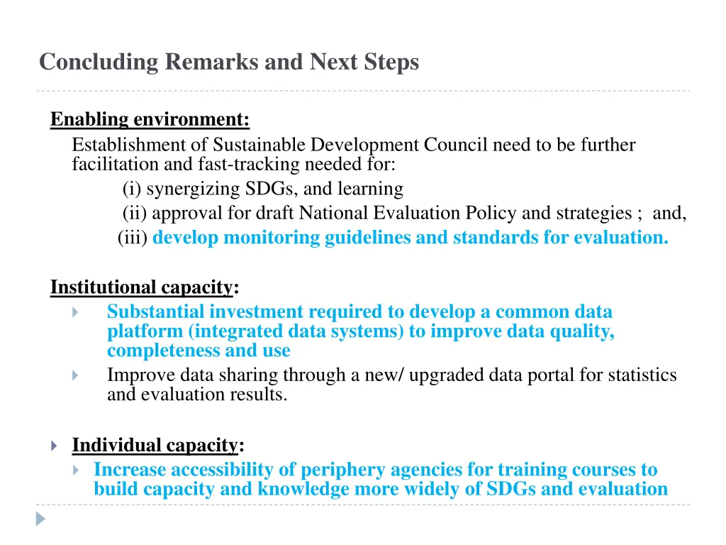 concluding remarks and next steps
