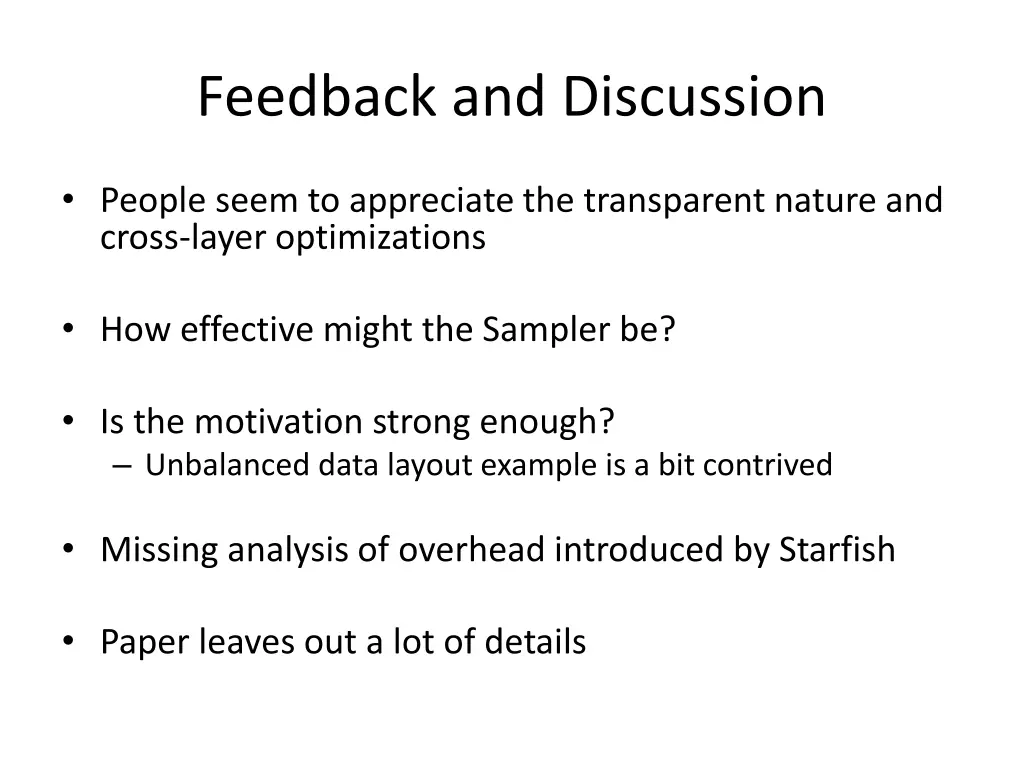 feedback and discussion