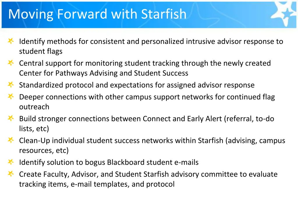 moving forward with starfish