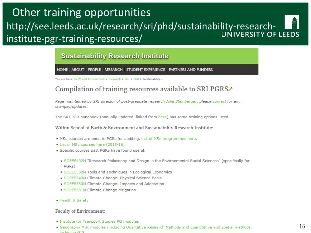 other training opportunities http see leeds