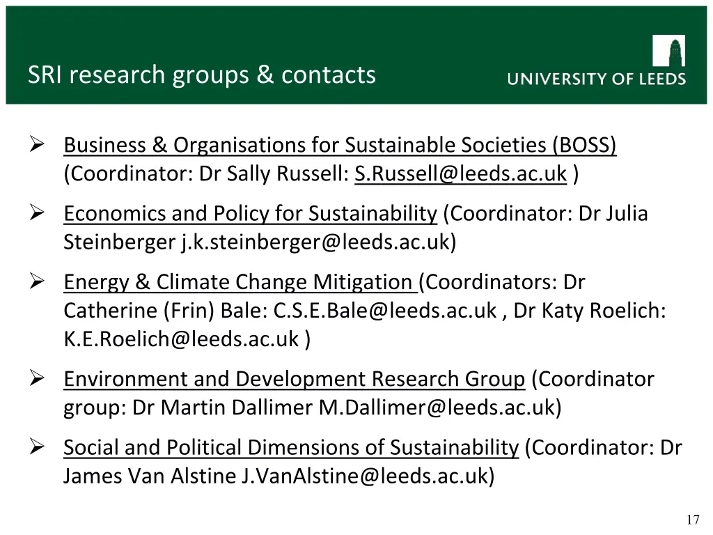 sri research groups contacts