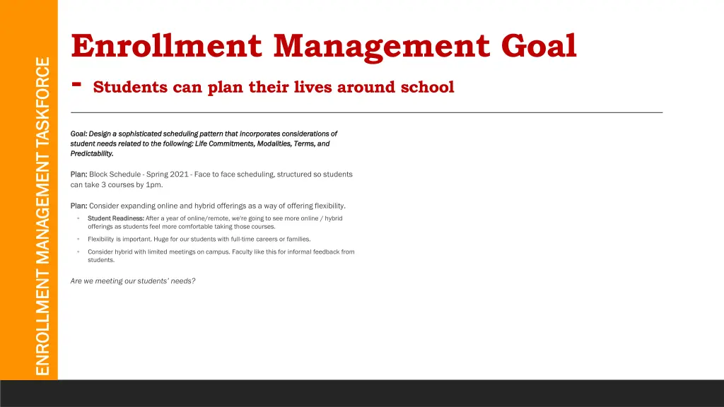 enrollment management goal students can plan