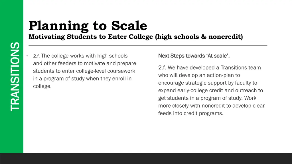 planning to scale motivating students to enter