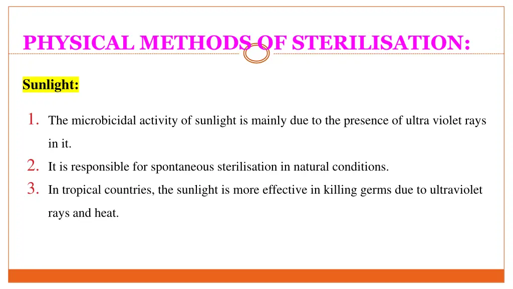 physical methods of sterilisation