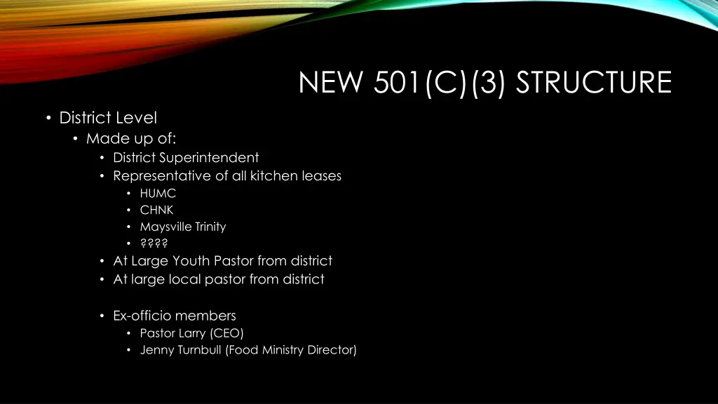 new 501 c 3 structure