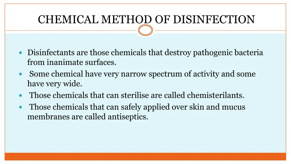 chemical method of disinfection