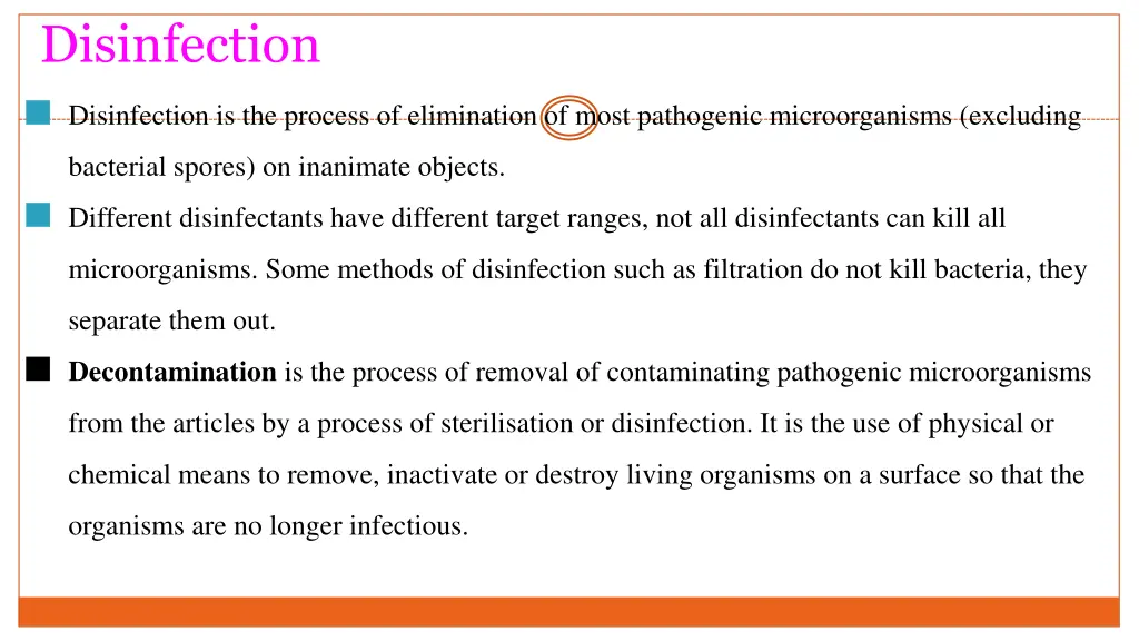 disinfection
