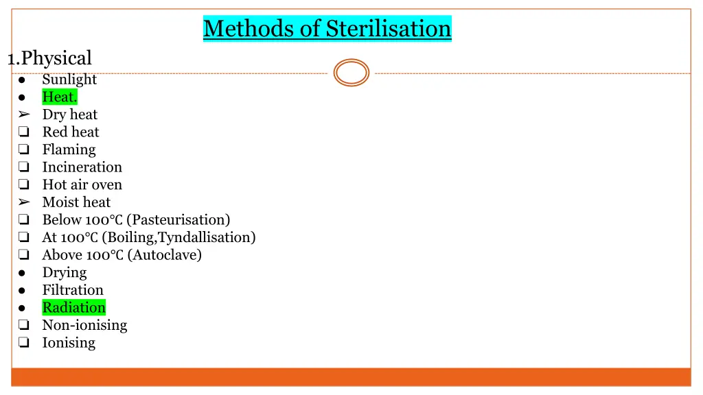 methods of sterilisation