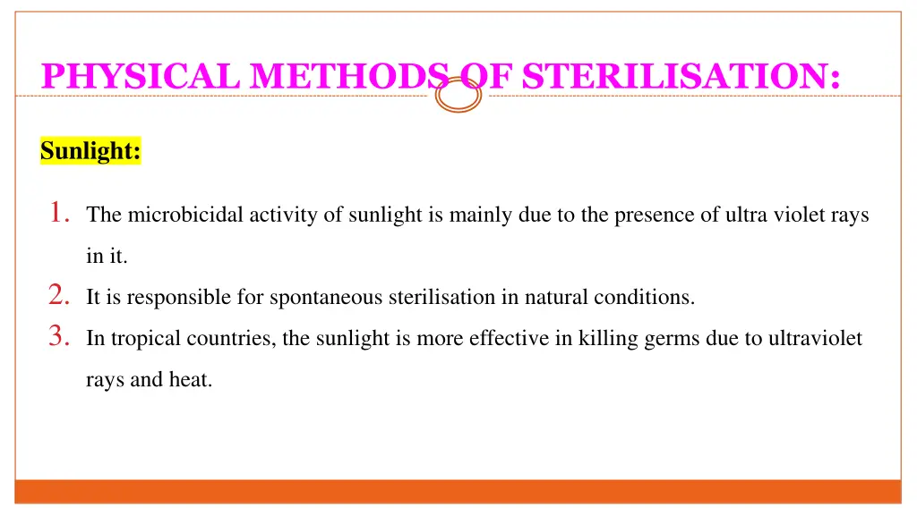 physical methods of sterilisation