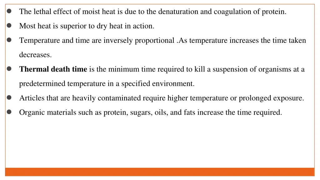 the lethal effect of moist heat