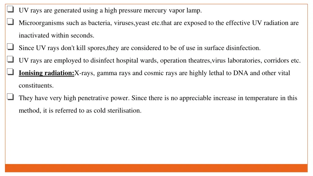 uv rays are generated using a high pressure