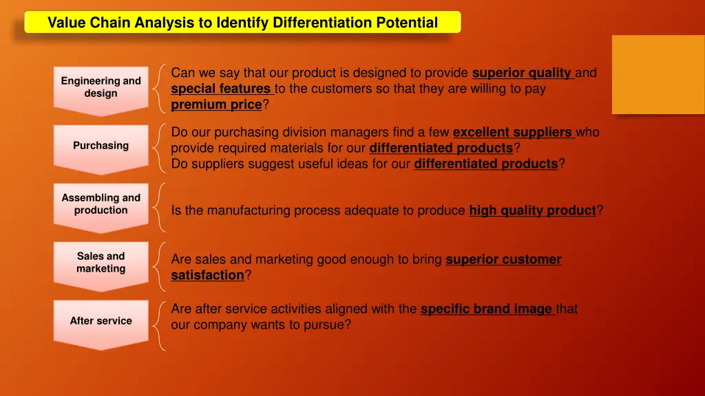 value chain analysis to identify differentiation