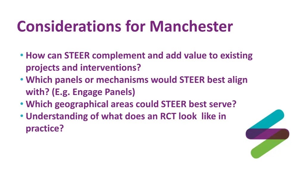 considerations for manchester