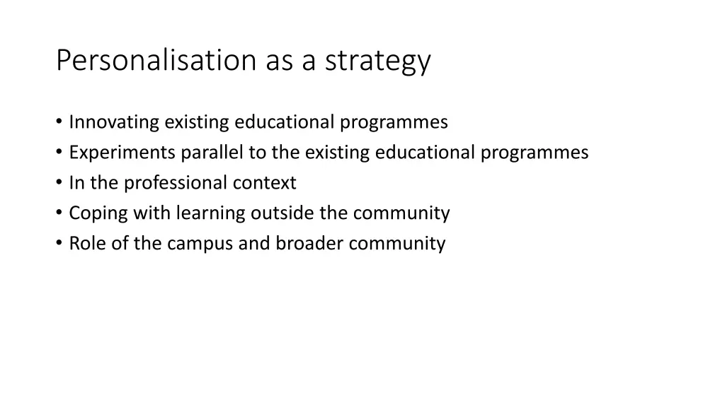 personalisation as a strategy