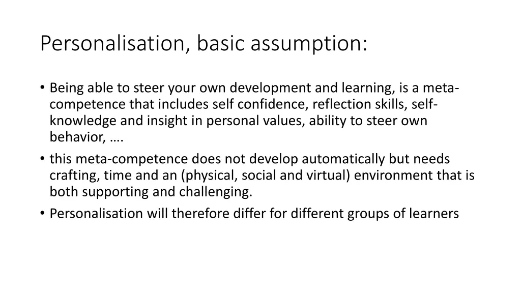 personalisation basic assumption