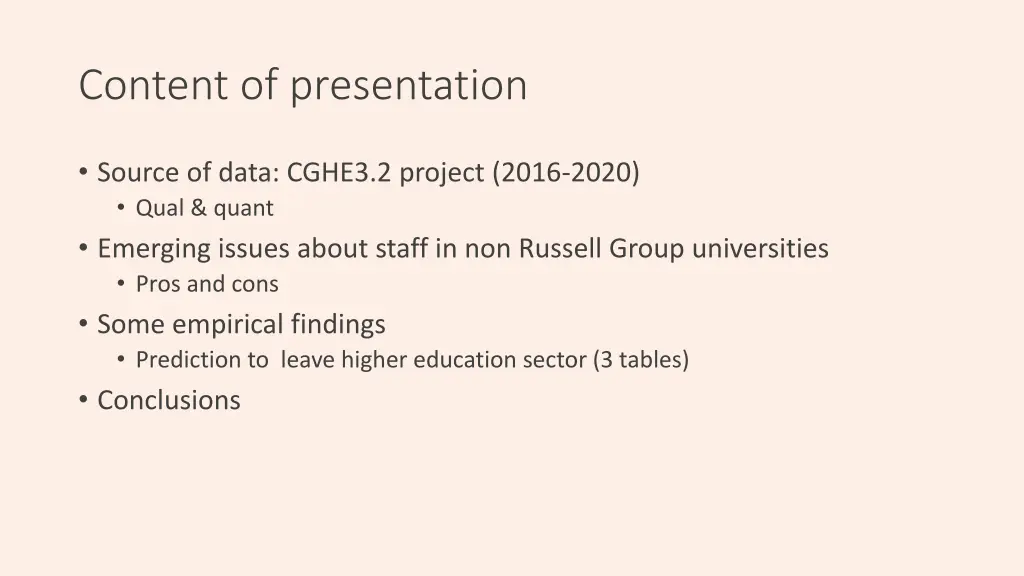 content of presentation