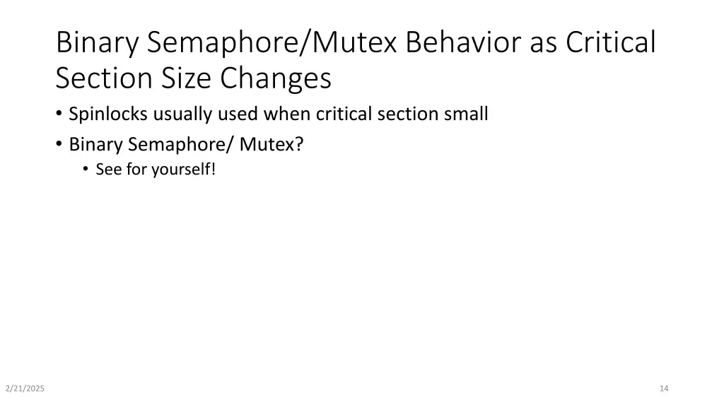 binary semaphore mutex behavior as critical