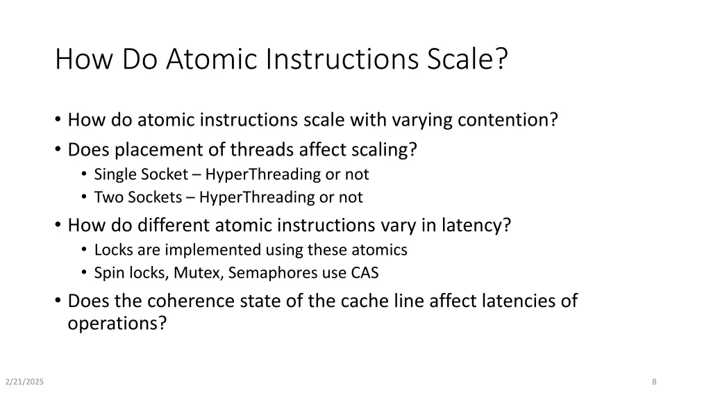 how do atomic instructions scale