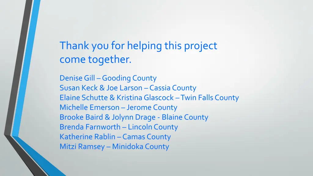 thank you for helping this project come together