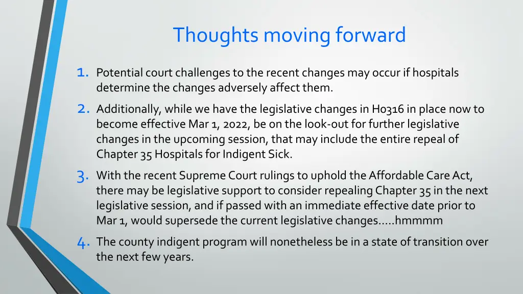 thoughts moving forward