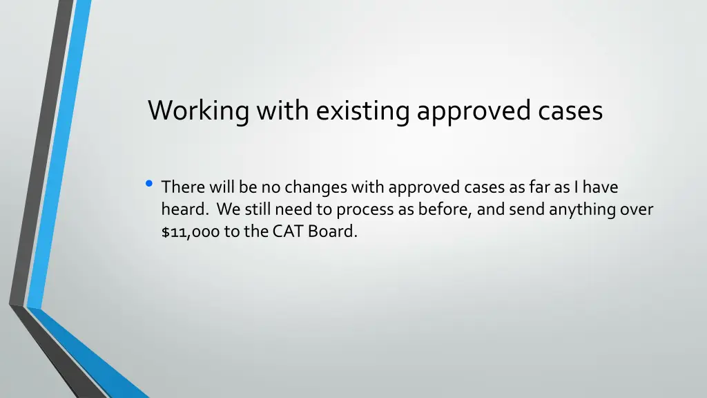 working with existing approved cases