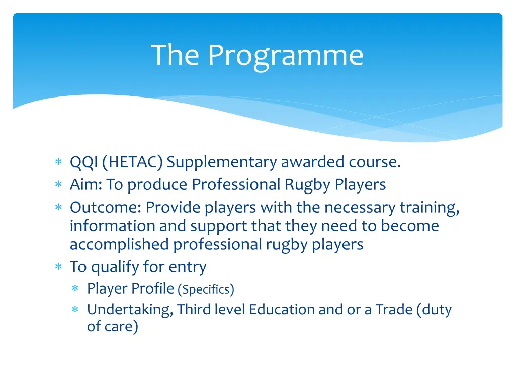the programme