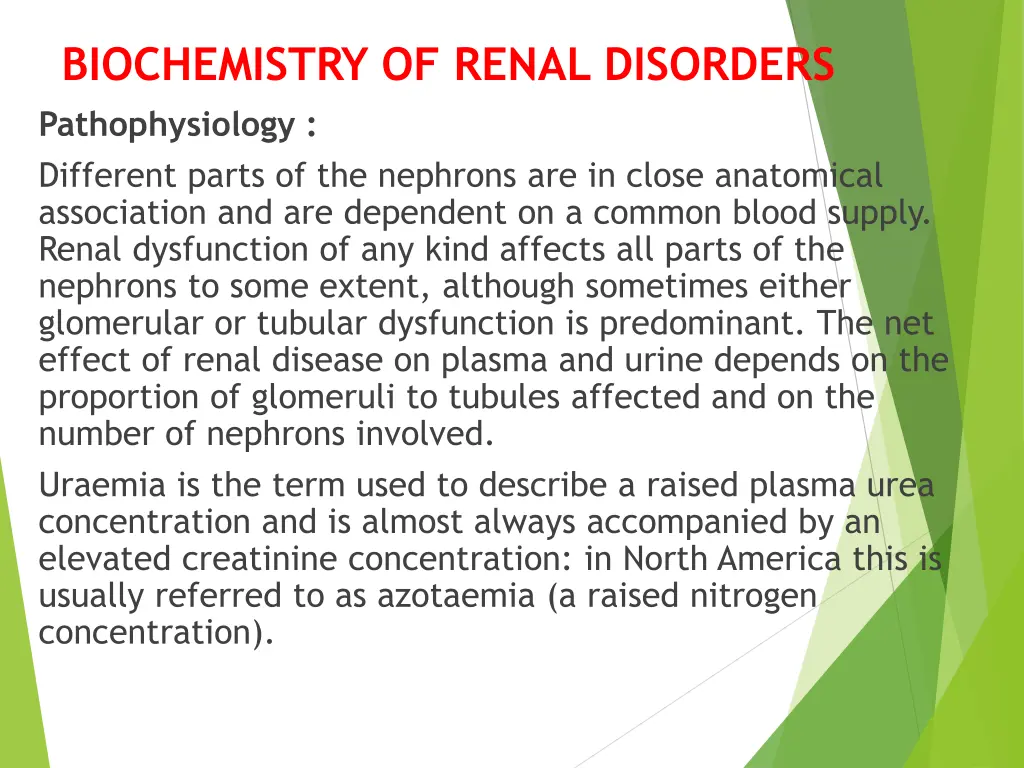biochemistry of renal disorders pathophysiology