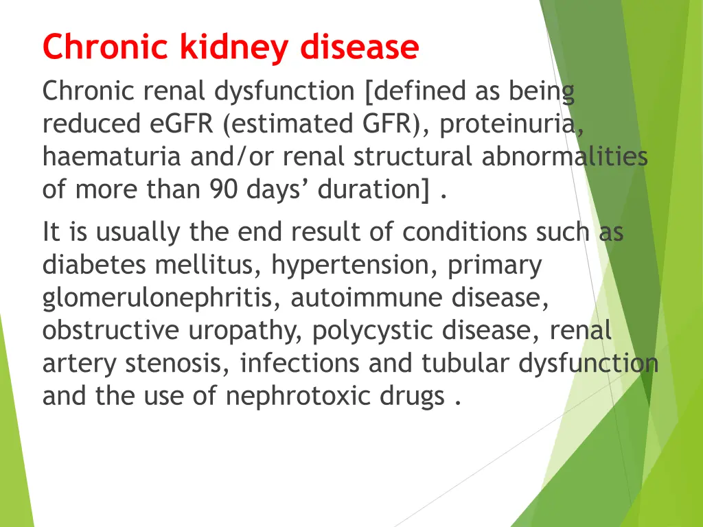 chronic kidney disease chronic renal dysfunction