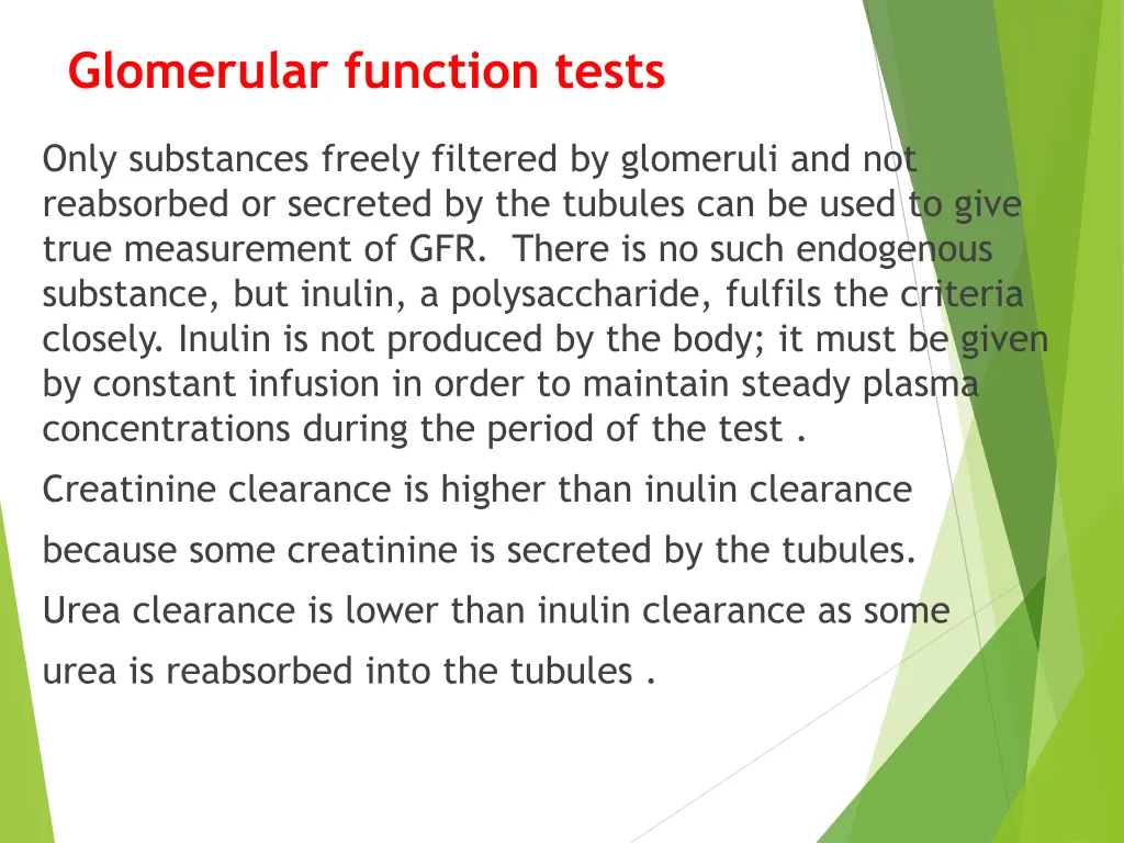 glomerular function tests 2