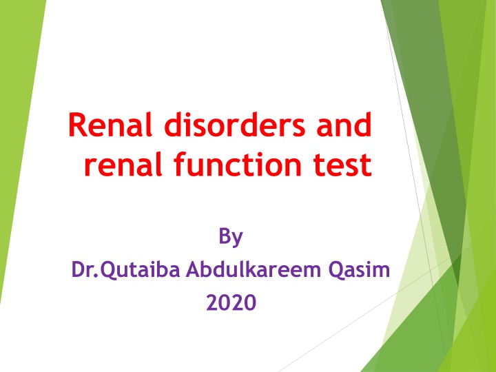 renal disorders and renal function test