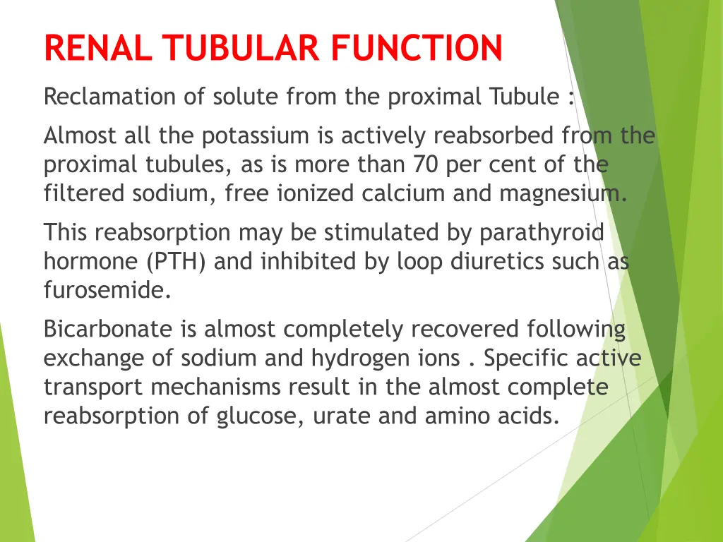 renal tubular function