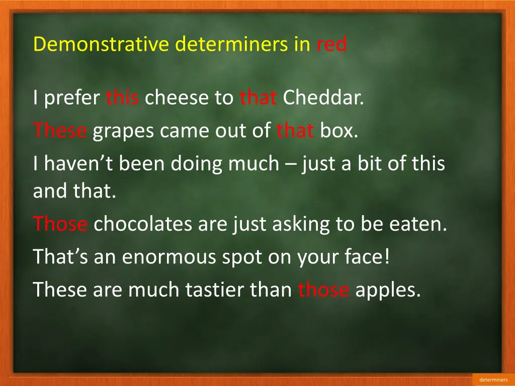 demonstrative determiners in red