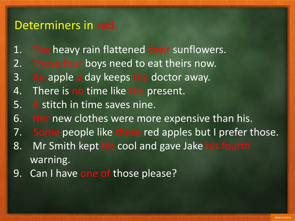 determiners in red