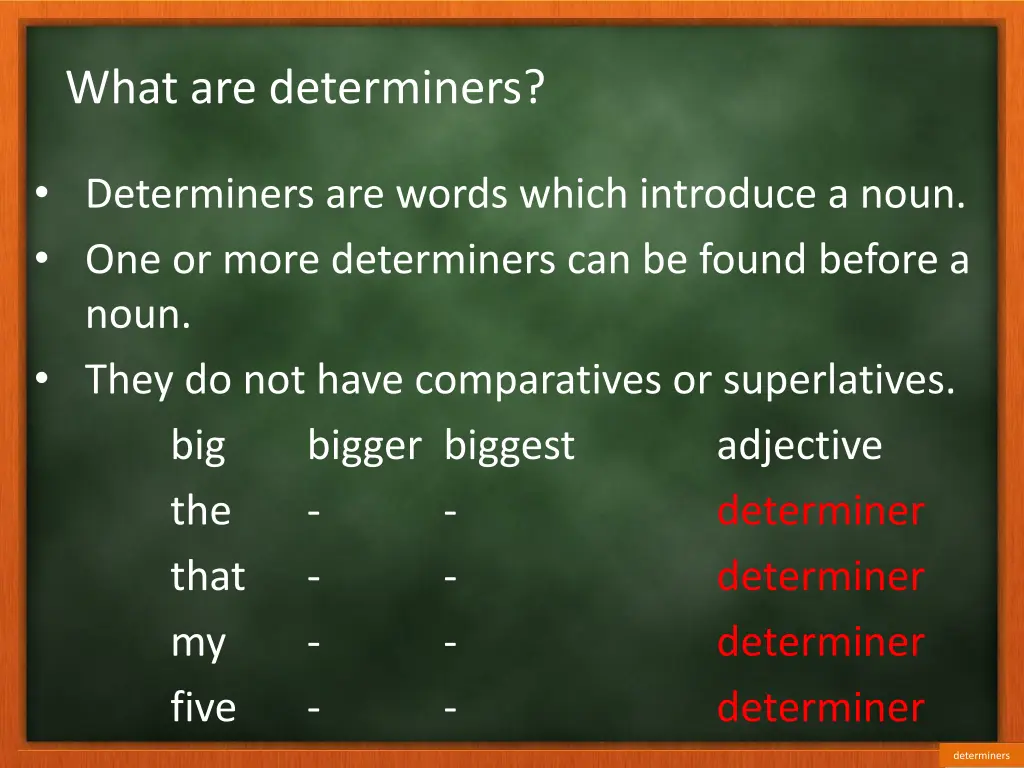 what are determiners