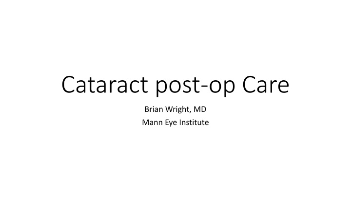 cataract post op care