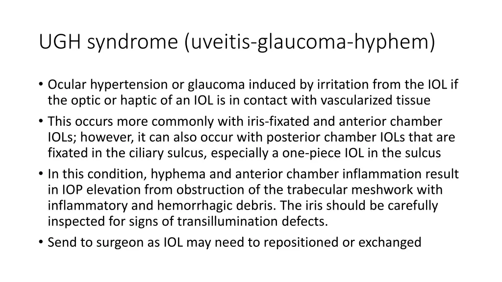 ugh syndrome uveitis glaucoma hyphem