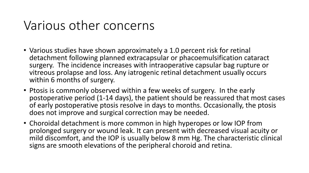 various other concerns