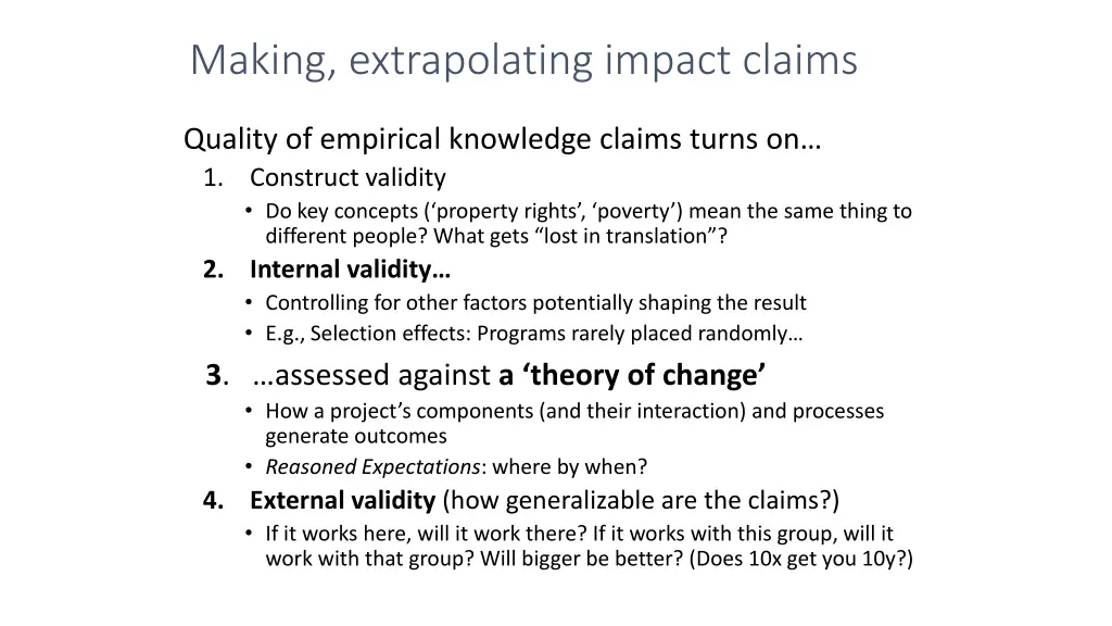 making extrapolating impact claims