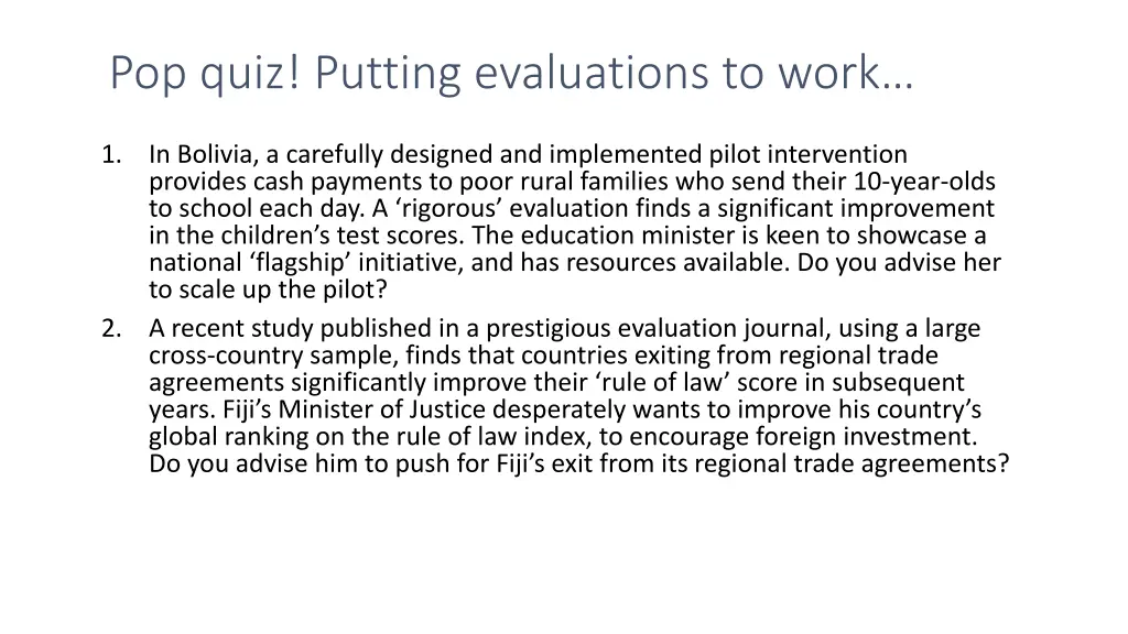 pop quiz putting evaluations to work 1
