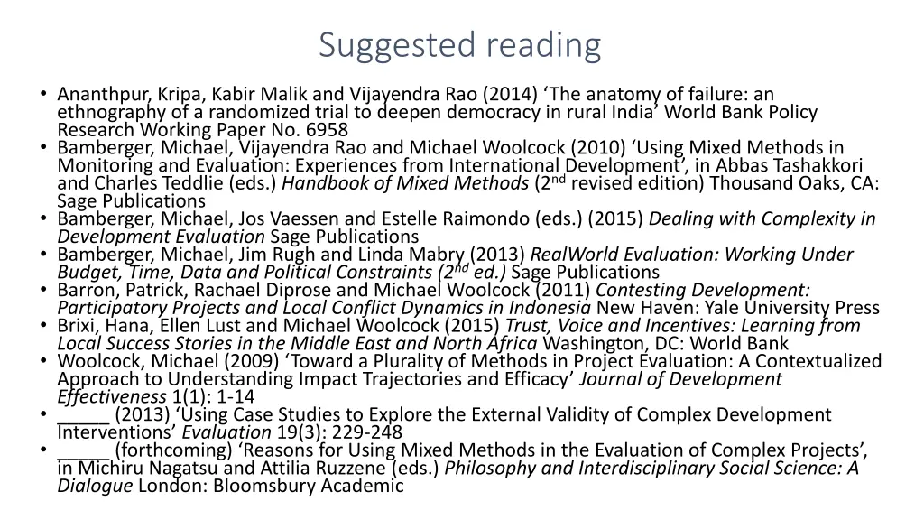 suggested reading