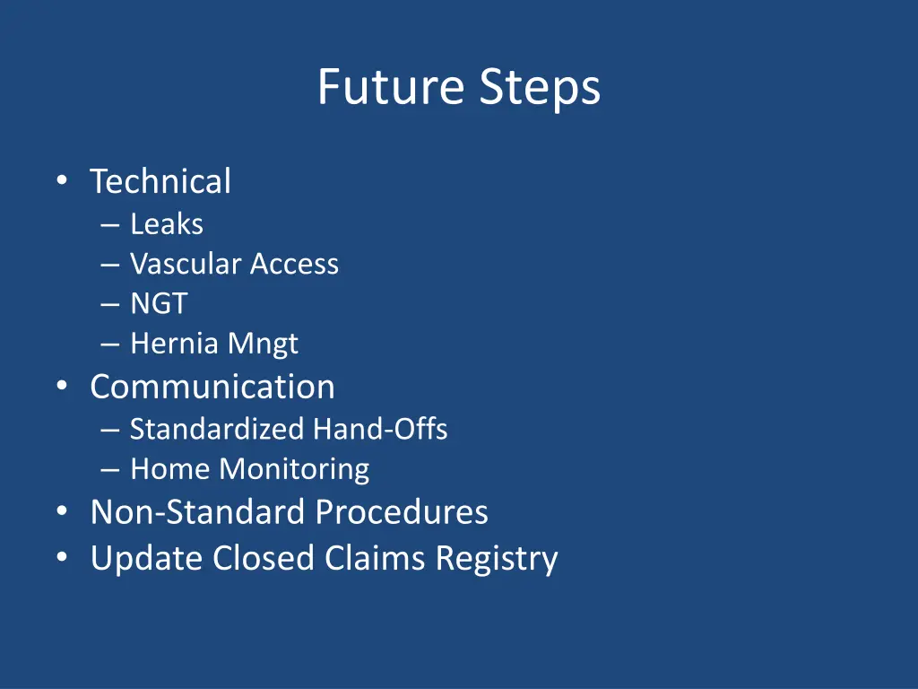 future steps