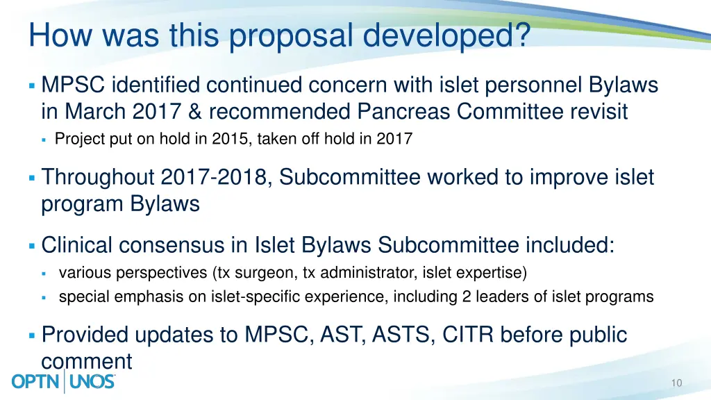 how was this proposal developed
