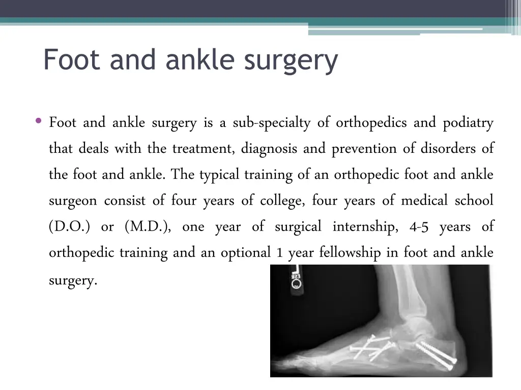 foot and ankle surgery