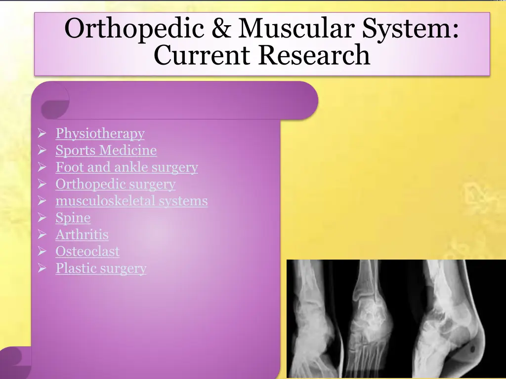 orthopedic muscular system current research