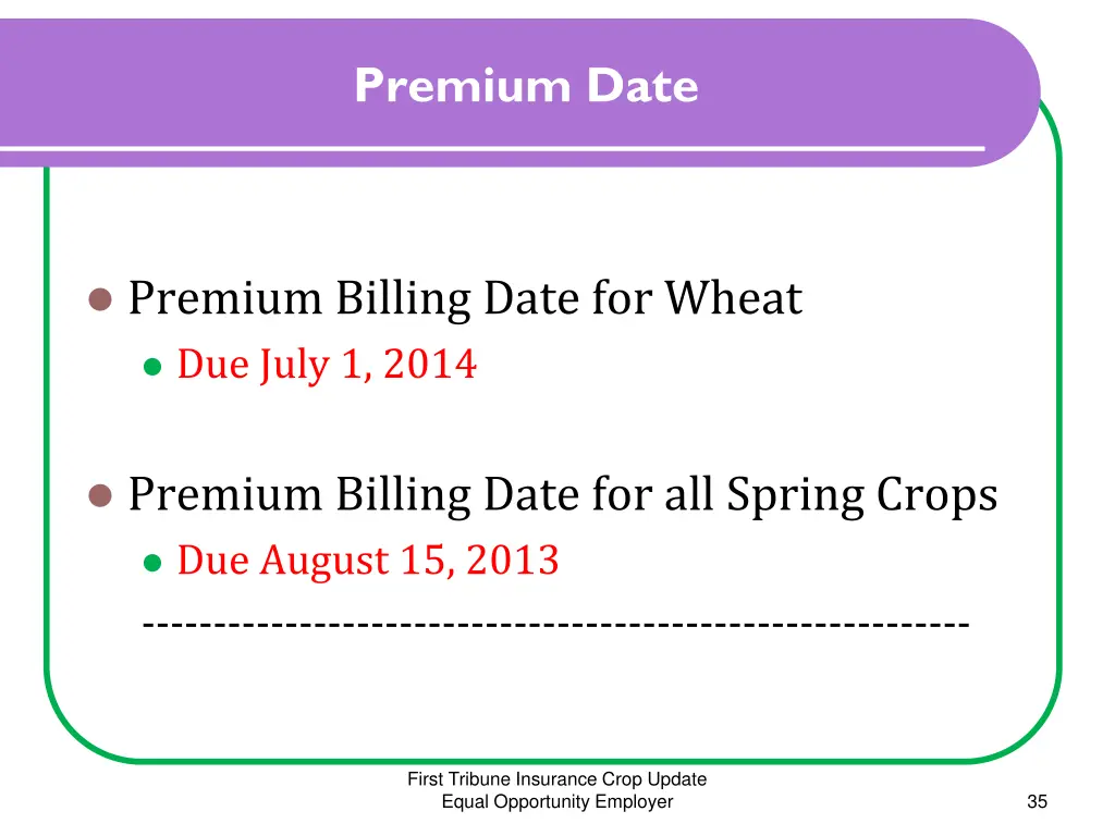 premium date