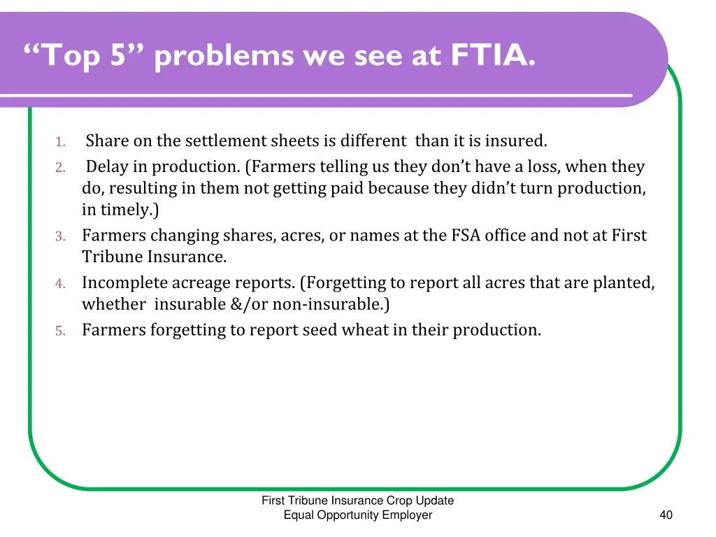 top 5 problems we see at ftia