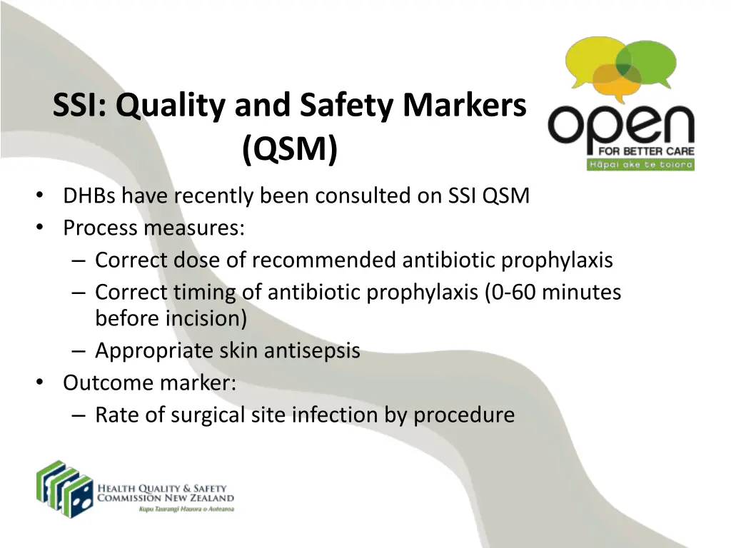 ssi quality and safety markers qsm dhbs have