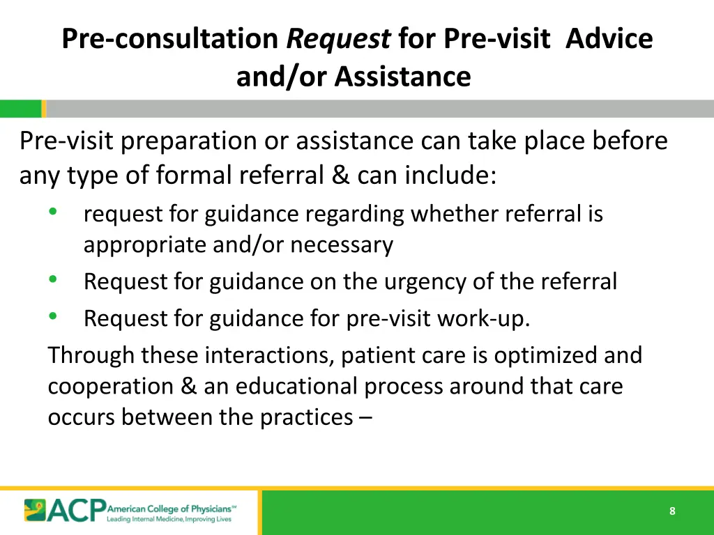 pre consultation request for pre visit advice