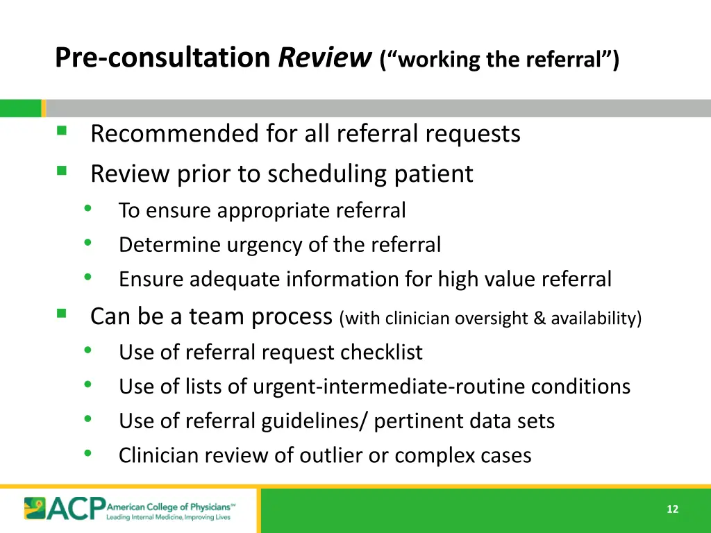 pre consultation review working the referral