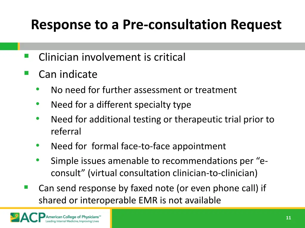 response to a pre consultation request